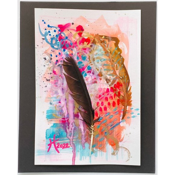 Flocking Together - Original Wall Art Handmade Mixed Media Painting 8"x10" - Picture 2 of 4